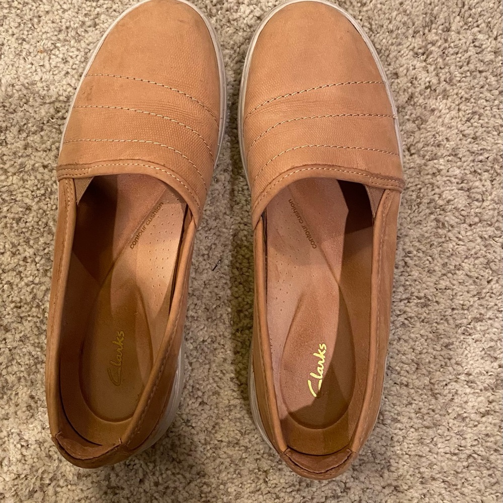 Clarks Women’s Slip-On Flats — Tan Brown